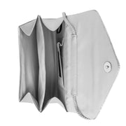 Lily Pleated V-Flap Satin Clutch
