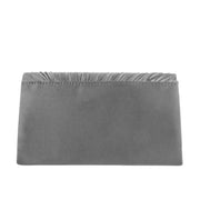 Pleated V-Flap Satin Clutch - Silver - Back