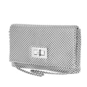 Trina Metal Mesh Clutch - Silver - Front