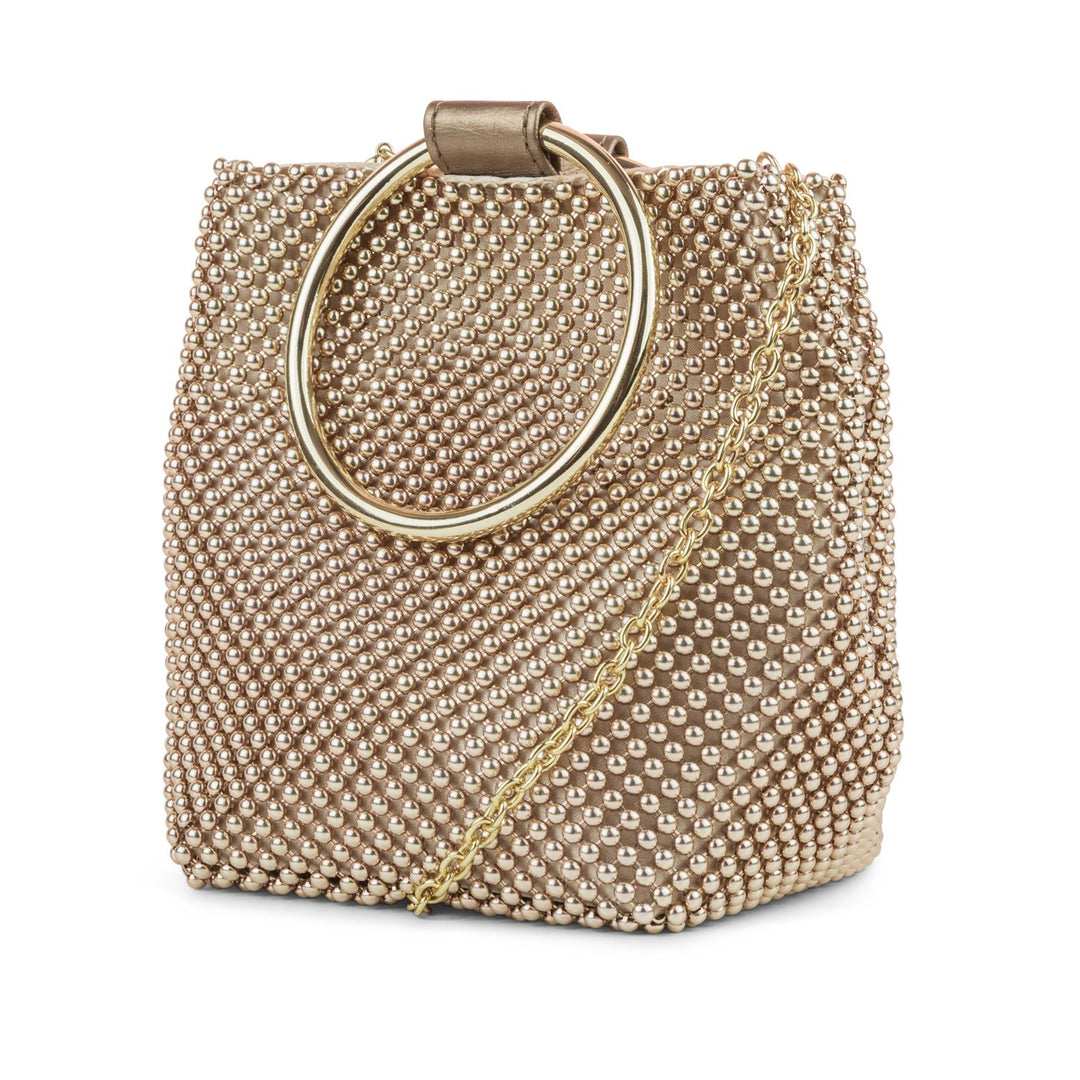美品　JESSICA MCCLINTOCK  パーティバッグ ビーズ　ゴールド 美品 JESSICA MCCLINTOCK パーティバッグ ビーズ ゴールド