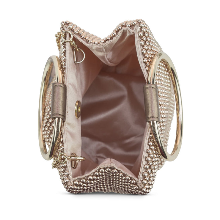 Gwen Ball Mesh Pouch - Evening Bags - Prom Pouch - Wedding Pouch - Jessica McClintock - Rose Gold 