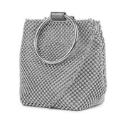 Gwen Ball Mesh Pouch - Evening Bags - Prom Pouch - Wedding Pouch - Jessica McClintock - Silver 